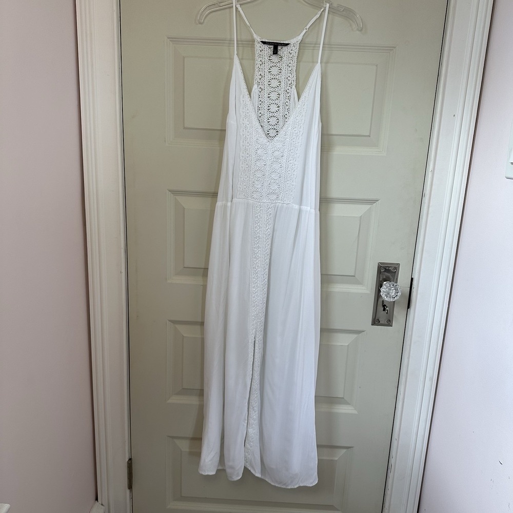 Victoria's Secret White Crochet Racerback Maxi Dress V Neckline Women SZ S/P 44"